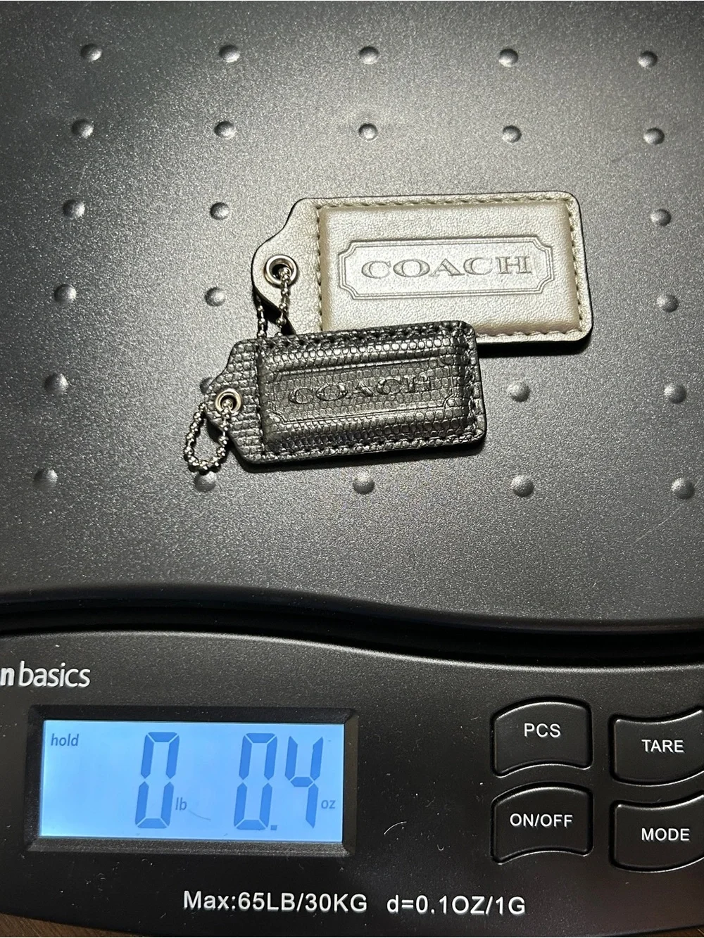 Two Authentic Coach Leather Bag Hang Tags